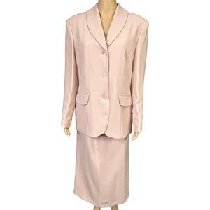 Vintage Focus 2000 Charles Glueck Womens 12 Pink Suit Jacket Blazer Skirt‎ Set